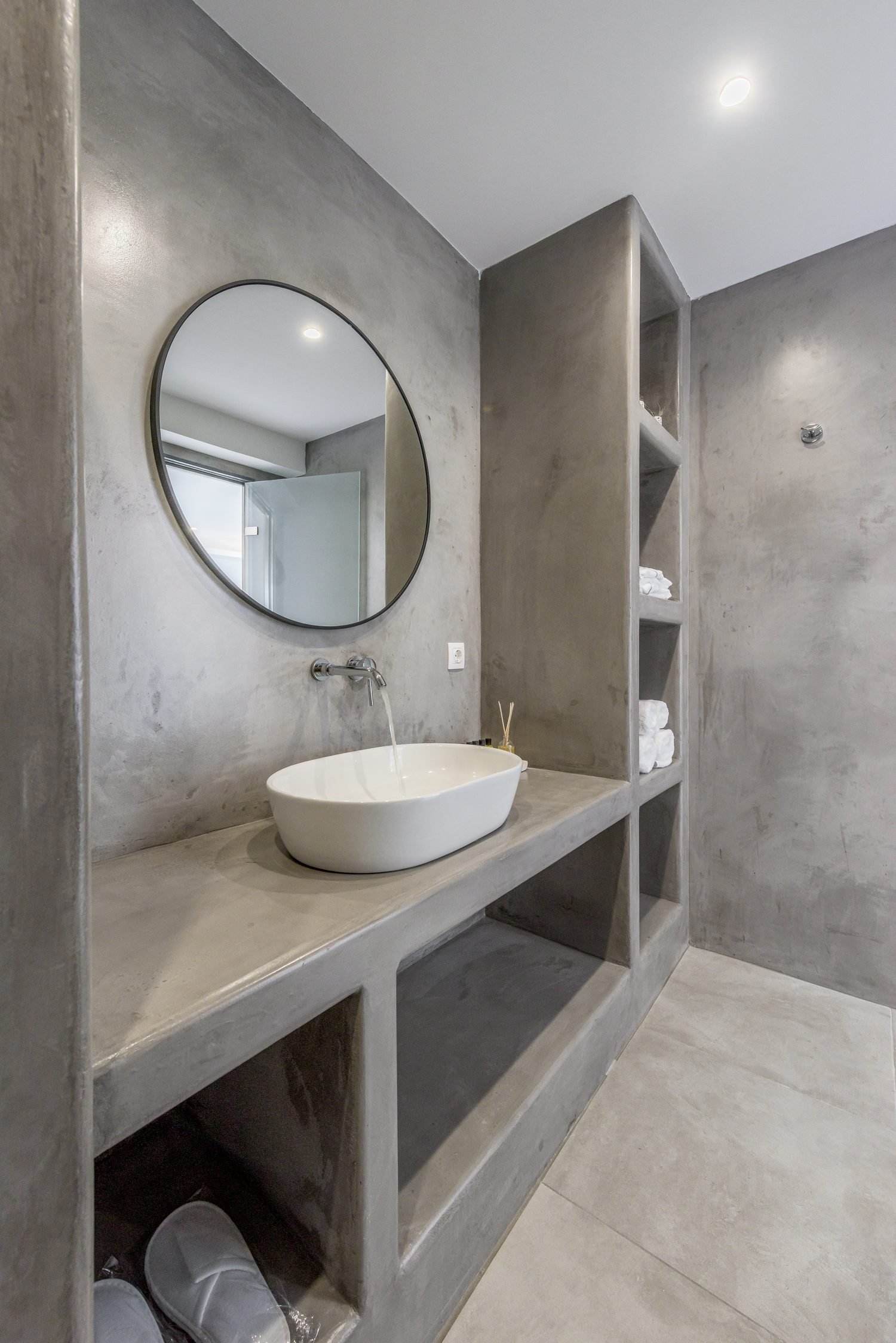 The bathroom in poured concrete
